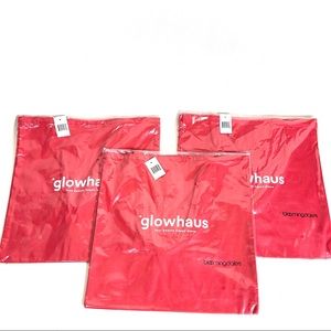 Set of 3 GLOWHAUS Bloomingdale’s Canvas Tote/Shopping Bag 13.5”x13.5" Red
